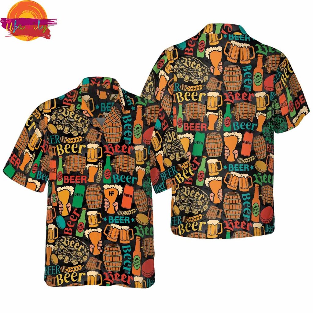 Beer Mug Pattern Hawaiian Shirt For Farmer