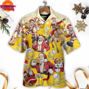 Beer Santa Funny Christmas Hawaiian Shirt Style