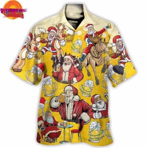 Beer Santa Funny Christmas Hawaiian Shirt Style