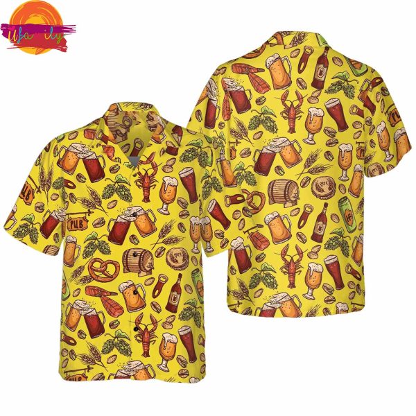 Beer Yellow Hawaiian Shirt For Farmer