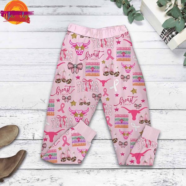 Breast Cancer Awareness Fight Like a Longhorn T Shirt Pajama Set