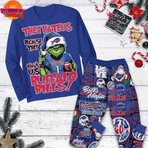 Buffalo Bills Grinch They Hate Us Christmas Long Sleeve Pajama Set 1