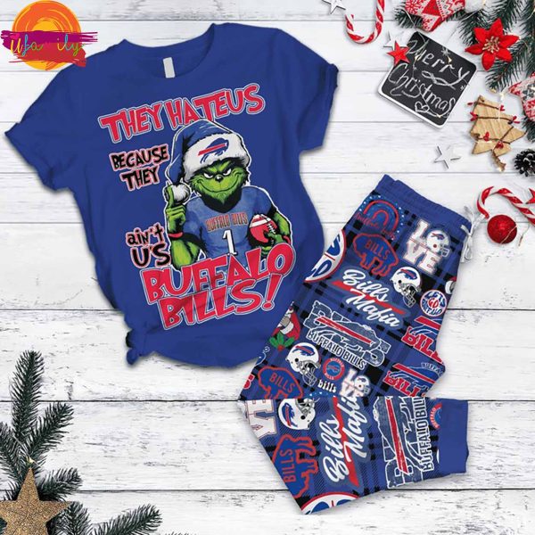 Buffalo Bills Grinch They Hate Us Christmas T-Shirt Pajama Set