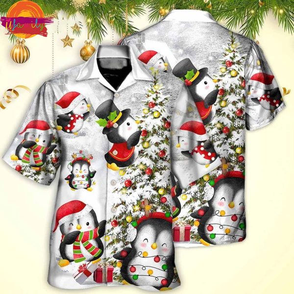 Christmas Chilling Penguin Family In Love Hawaiian Shirt Style