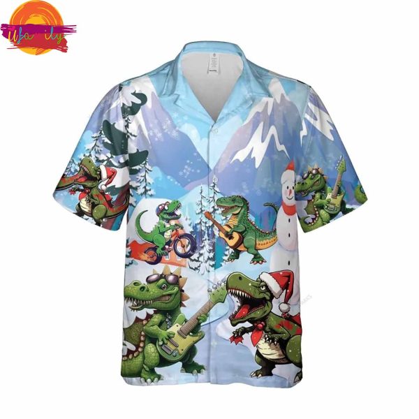 Christmas Dinosaur Santa Clause Dino Printed Hawaiian Shirt