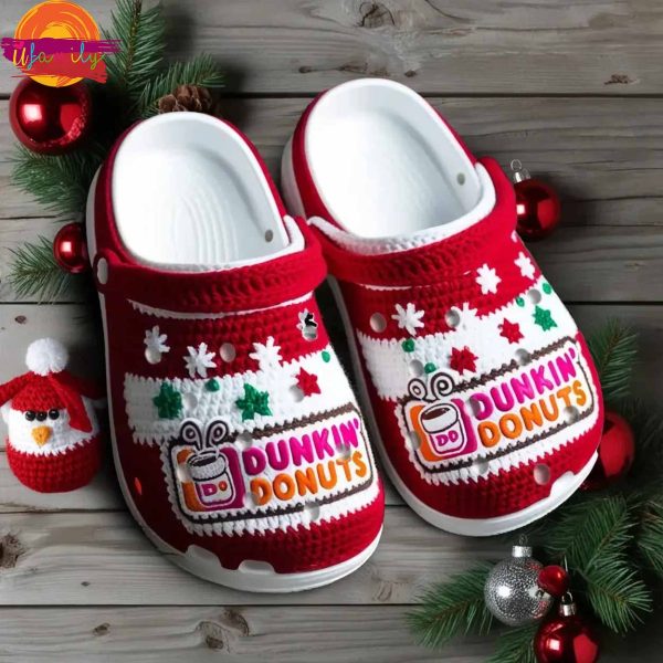 Christmas Dunkin Donut Knit Effect Crocs