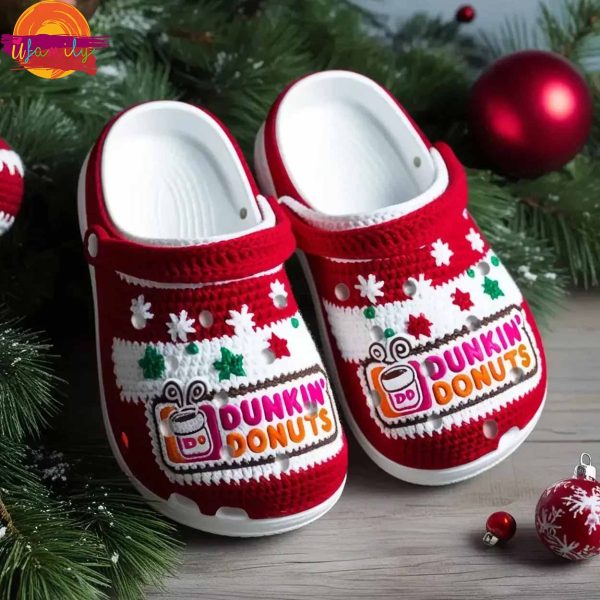 Christmas Dunkin Donut Knit Effect Crocs