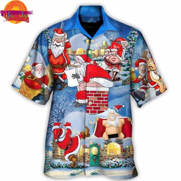 Christmas Rebellious Santa Claus Drunk Beer Troll Xmas Funny Hawaiian Shirt Style