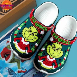 Christmas The Grinch Knit Effect Crocs Shoes 3