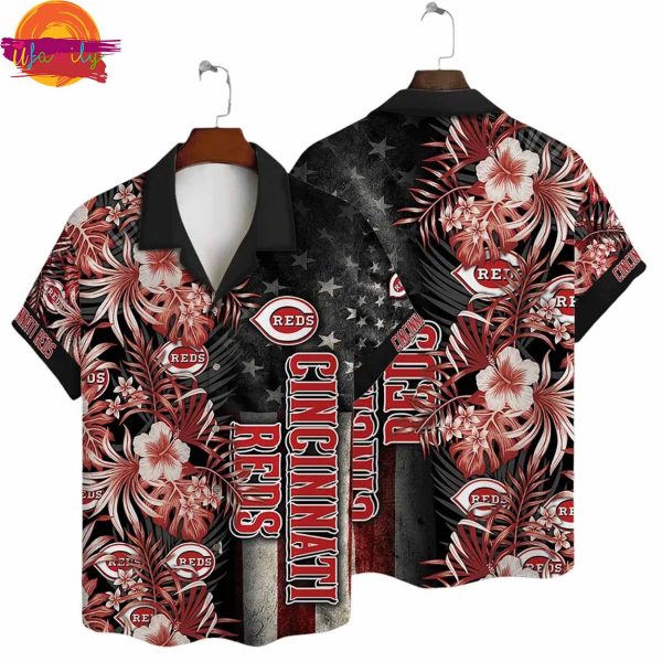 Cincinnati Reds Patriotic Floral Hawaiian Shirt Style