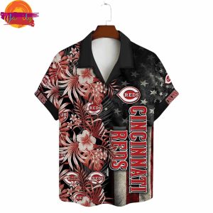 Cincinnati Reds Patriotic Floral Hawaiian Shirt Style 3