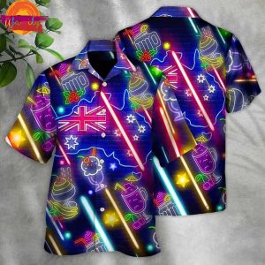 Cocktail Happy Party Bar Pavlova Cocktail Neon Style Hawaiian Shirt 1