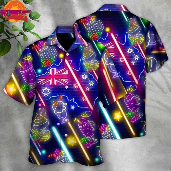 Cocktail Happy Party Bar Pavlova Cocktail Neon Style Hawaiian Shirt