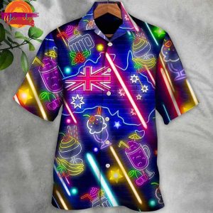 Cocktail Happy Party Bar Pavlova Cocktail Neon Style Hawaiian Shirt 2