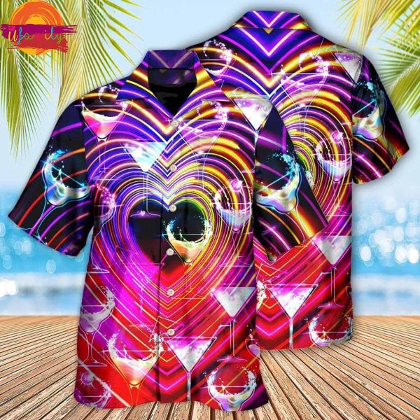 Cocktail Party Romantic Sweet Heart Neon Light Hawaiian Shirt Style