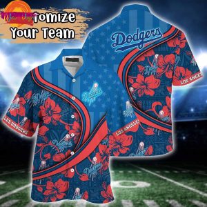 Custom Los Angeles Dodgers MLB Us Flag Hawaiian Shirt 1