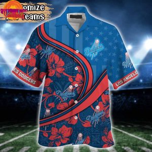 Custom Los Angeles Dodgers MLB Us Flag Hawaiian Shirt