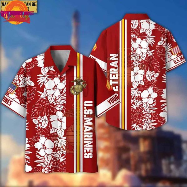 Custom US MARINES Flowers Hawaiian Shirt Style