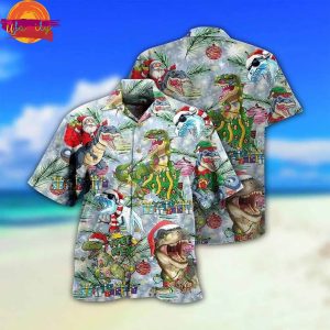 Dinosaur And Merry Christmas Hawaiian Shirt Style