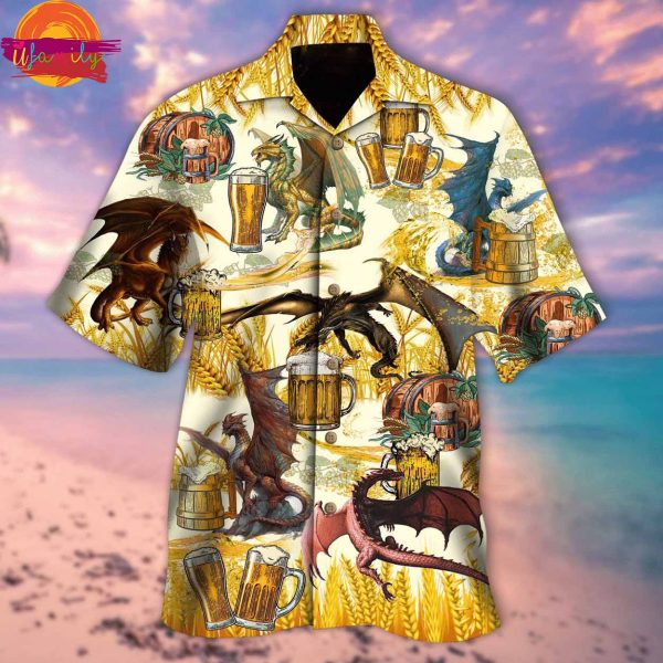 Dragon Hawaiian Shirt Dragons Drinking Beer Style