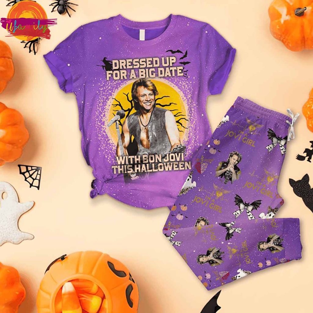 Dressed Up For A Big Date Jovi Girl With Bon Jovi This Halloween T Shirt Pajama Set