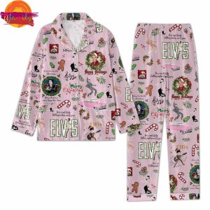 Elvis Presley Christmas Pink Pajama Set 1