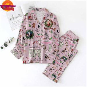 Elvis Presley Christmas Pink Pajama Set 2