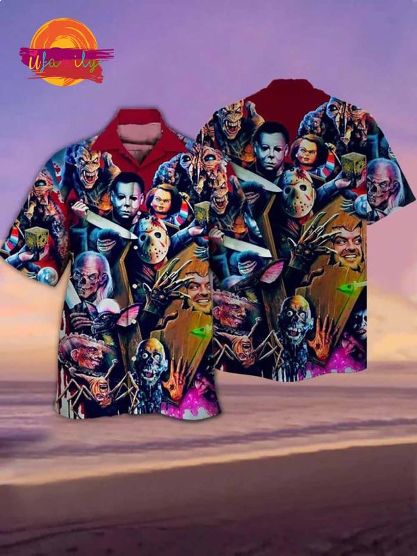 Evil Horror Movie Characters Halloween Hawaiian Shirt