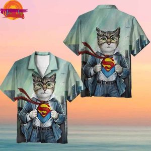 First Superman Cat in the City Hawaiian Shirt Style