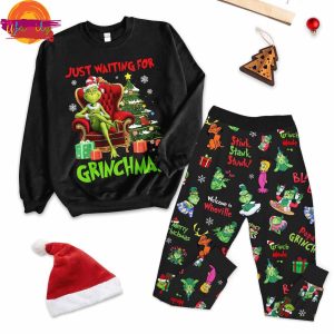 Grinch Just Waiting For Christmas In 2024 Fleece Pajamas Set