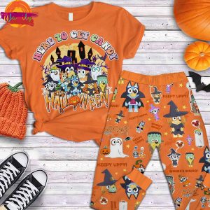 Happy Halloween Bluey T Shirt Pajama Set 1