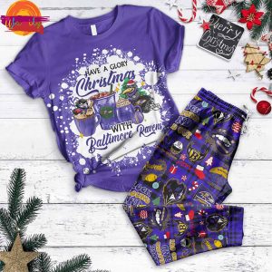 Have A Glory Christmas With Baltimore Ravens T Shirt Pajamas Set 1