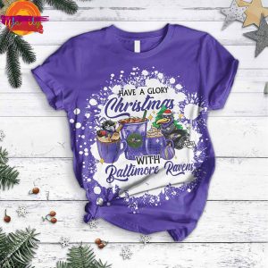 Have A Glory Christmas With Baltimore Ravens T Shirt Pajamas Set 2