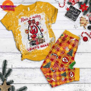 Have A Merry Kansas City Chiefs Christmas T Shirt Pajama Set 1