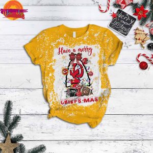 Have A Merry Kansas City Chiefs Christmas T Shirt Pajama Set 2