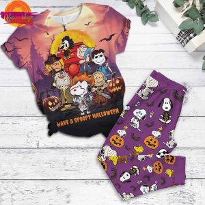 Have A Snoopy Halloween T Shirt Pajama Set 1