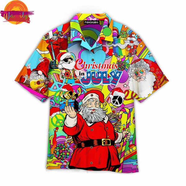 Hippie Santa Claus Christmas Hawaiian Shirt Style