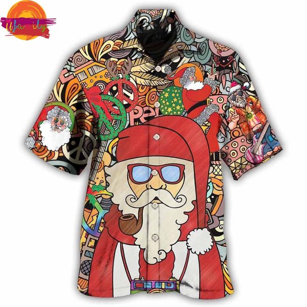 Hippie Santa Claus Merry Christmas Hawaiian Shirt Holiday Season