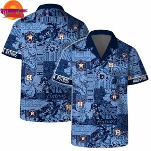 Houston Astros Blue Wave Patch Hawaiian Shirt Style