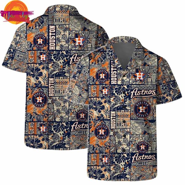 Houston Astros Heritage Patch Hawaiian Shirt Style