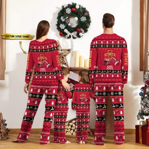 Iowa State Cyclones NCAA Team Christmas Custom Long Sleeve Pajamas Set 2