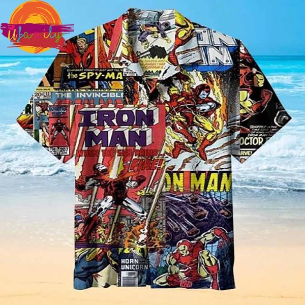 Iron Man Comic Striped Hawaiian Shirt Style