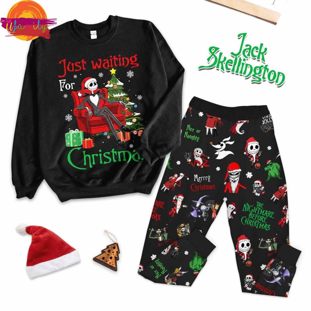 Jack Skellington Just Waiting For Christmas Long Sleeve Pajama Set