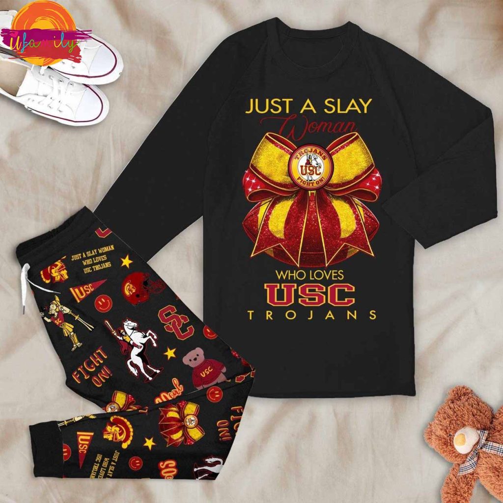 Just A Slay Women Who Loves USC Trojan Long Sleeve Pajama Set