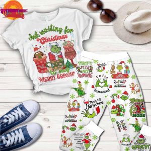 Just Waiting For Christmas To Say Merry Grinch T Shirt Pajama Set