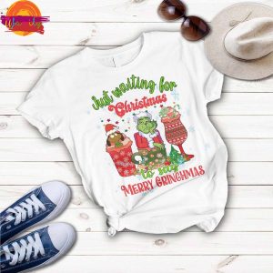 Just Waiting For For Christmas To Say Merry Grinch T Shirt Pajama Set 2