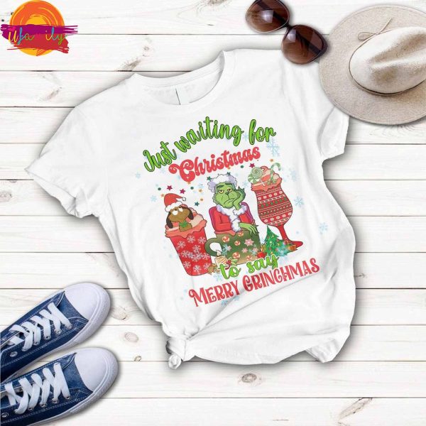 Just Waiting For Christmas To Say Merry Grinch T Shirt Pajama Set