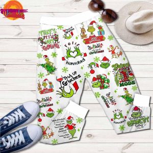 Just Waiting For For Christmas To Say Merry Grinch T Shirt Pajama Set 3