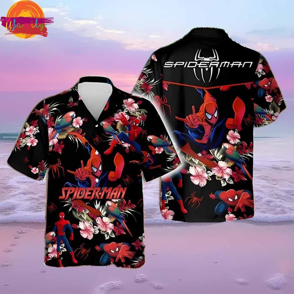 Marvel Spider Man Hibiscus Flower Hawaiian Shirt Style