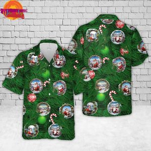 Merry Christmas Santa Claus Green Hawaiian Shirt Style